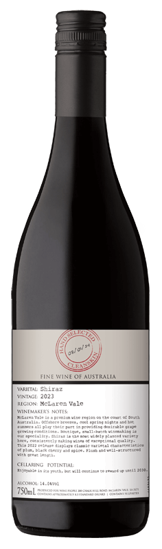 Hand Select Cleanskin McLaren Vale Shiraz Hand Select Cleanskin McLaren Vale Shiraz